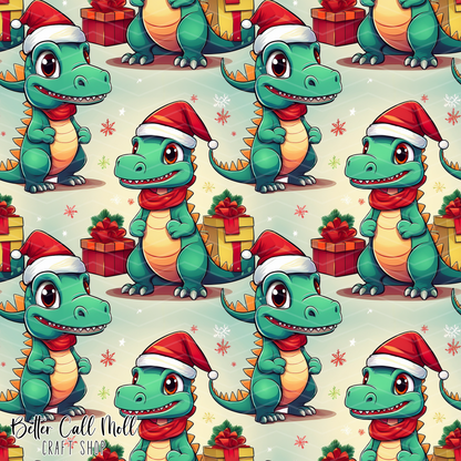 Christmas Dinos 3 Digital Seamless Pattern