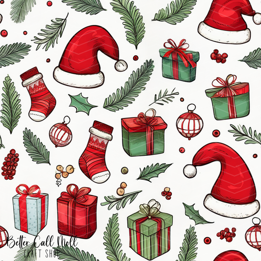 Christmas Elements Digital Seamless Pattern