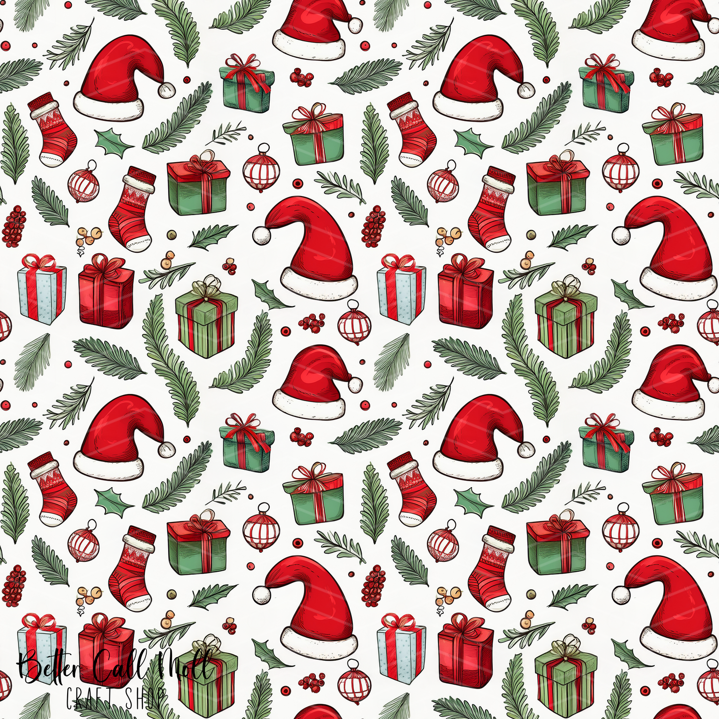 Christmas Elements Digital Seamless Pattern
