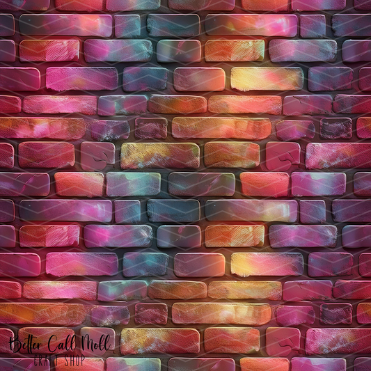 Colorful Brick Wall 1 Digital Seamless Pattern