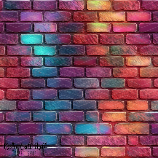 Colorful Brick Wall 2 Digital Seamless Pattern