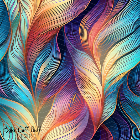Colorful Feathers Digital Seamless Pattern