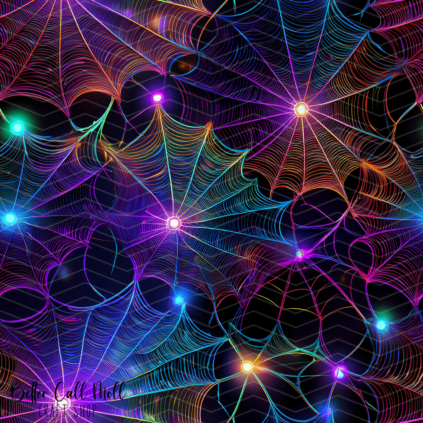 Colorful Spiderwebs Digital Seamless Pattern
