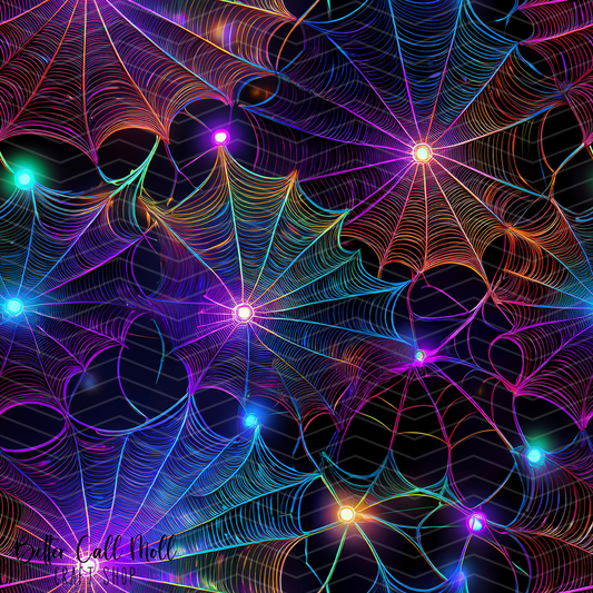 Colorful Spiderwebs Digital Seamless Pattern