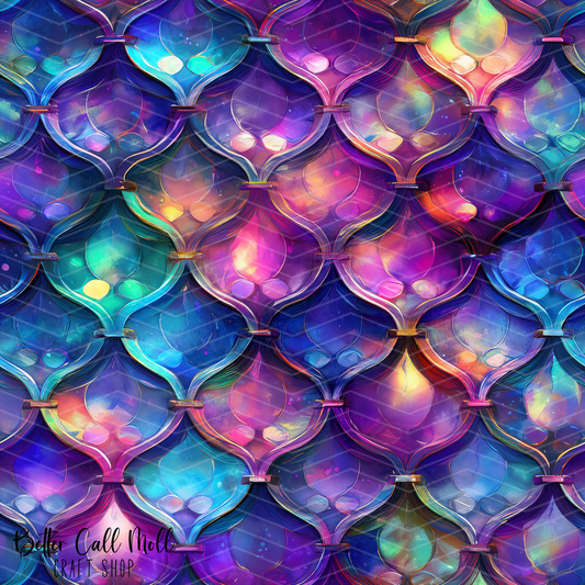Cosmic Lotus Lattice Digital Seamless Pattern