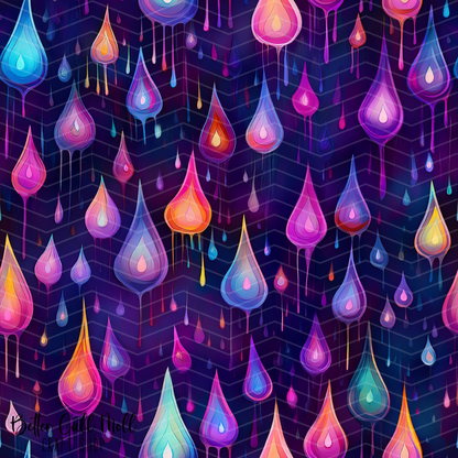 Cosmic Rain Drops Digital Seamless Pattern