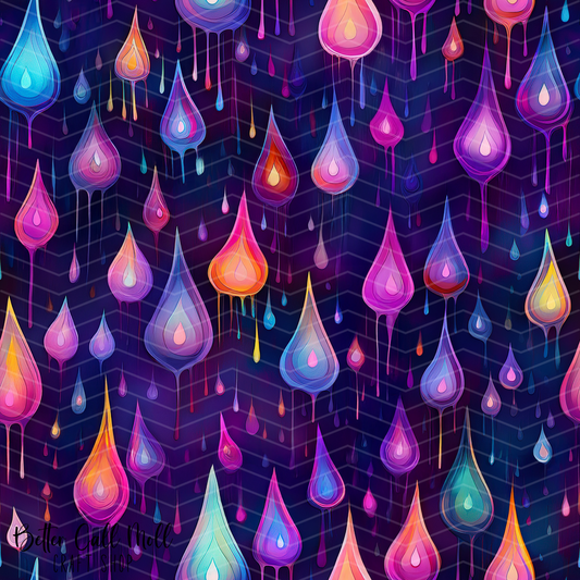 Cosmic Rain Drops Digital Seamless Pattern