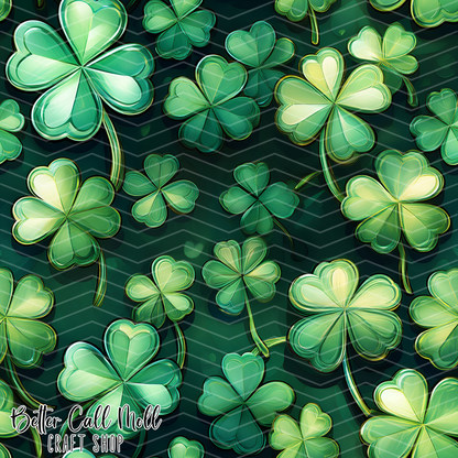 Crystal Shamrocks Digital Seamless Pattern