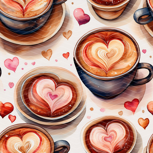 Cup of Love Digital Seamless Pattern