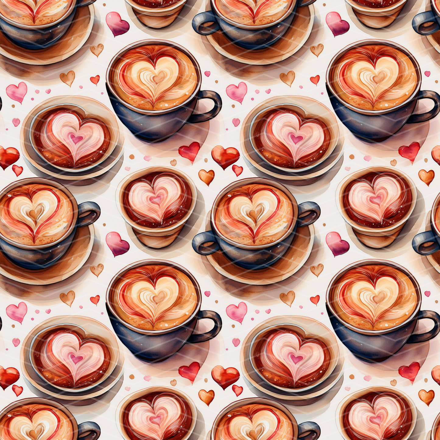 Cup of Love Digital Seamless Pattern