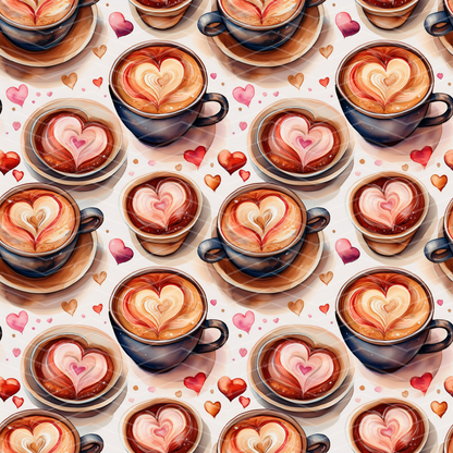 Cup of Love Digital Seamless Pattern