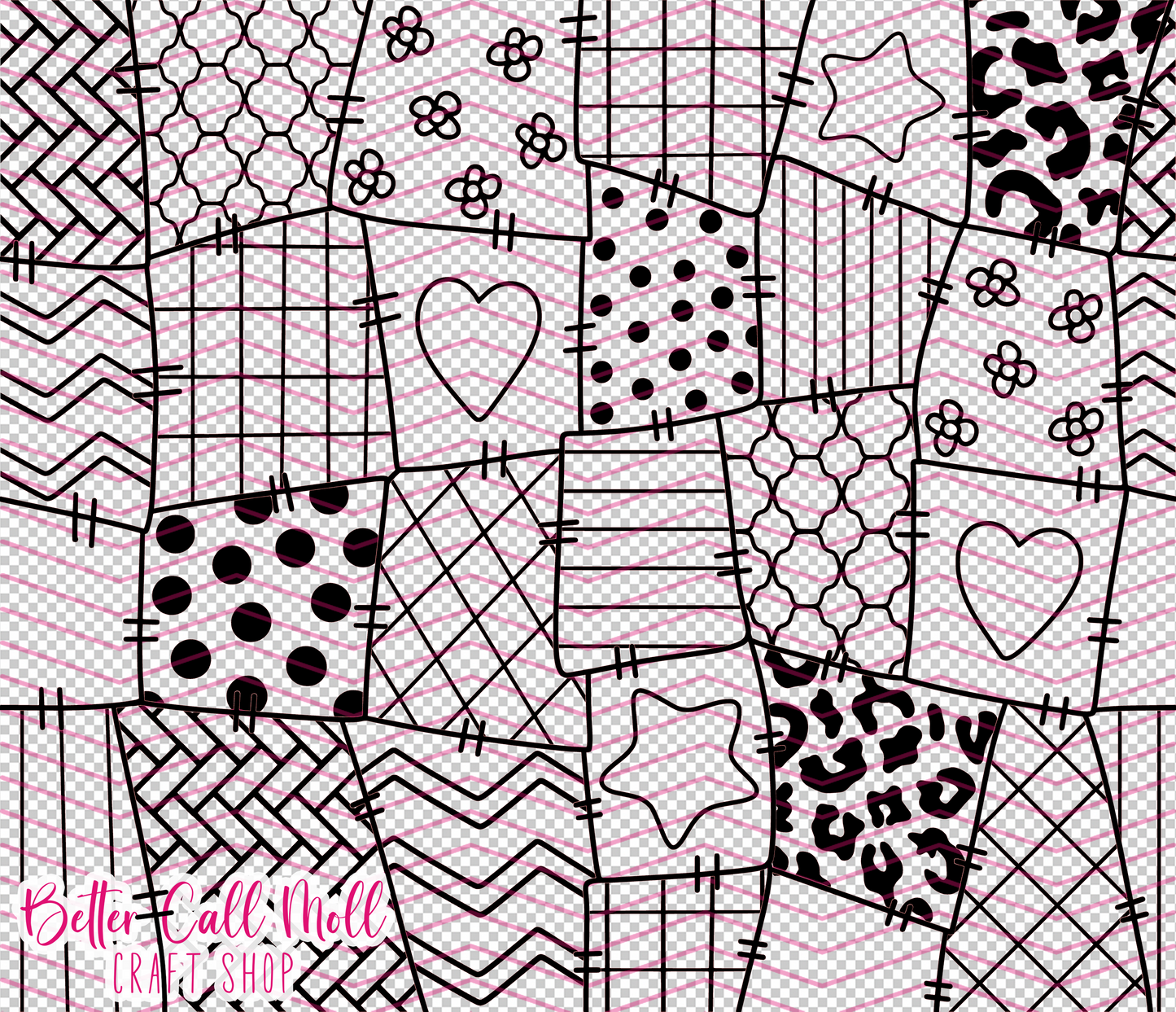 Detailed Patchwork Digital Tumbler Template