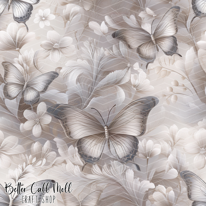 Floral Butterflies Digital Seamless Pattern