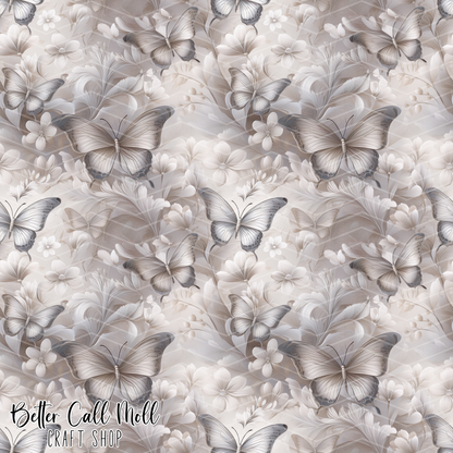 Floral Butterflies Digital Seamless Pattern
