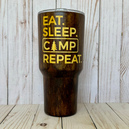 40oz Camping Woodgrain Insulated Stainless Steel Coated Tumbler