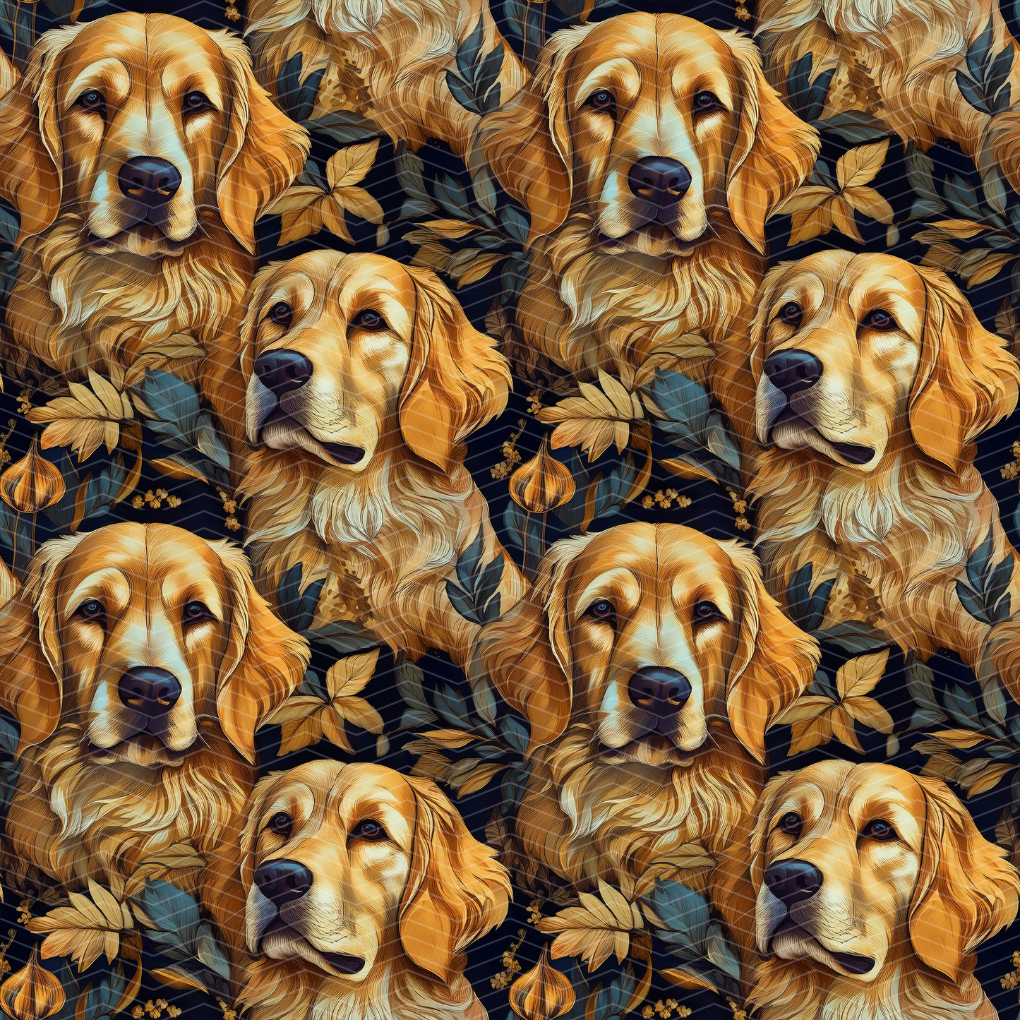 Golden Retriever Digital Seamless Pattern