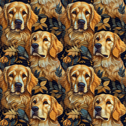 Golden Retriever Digital Seamless Pattern