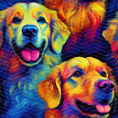 Colorful Golden Retriever Digital Seamless Pattern