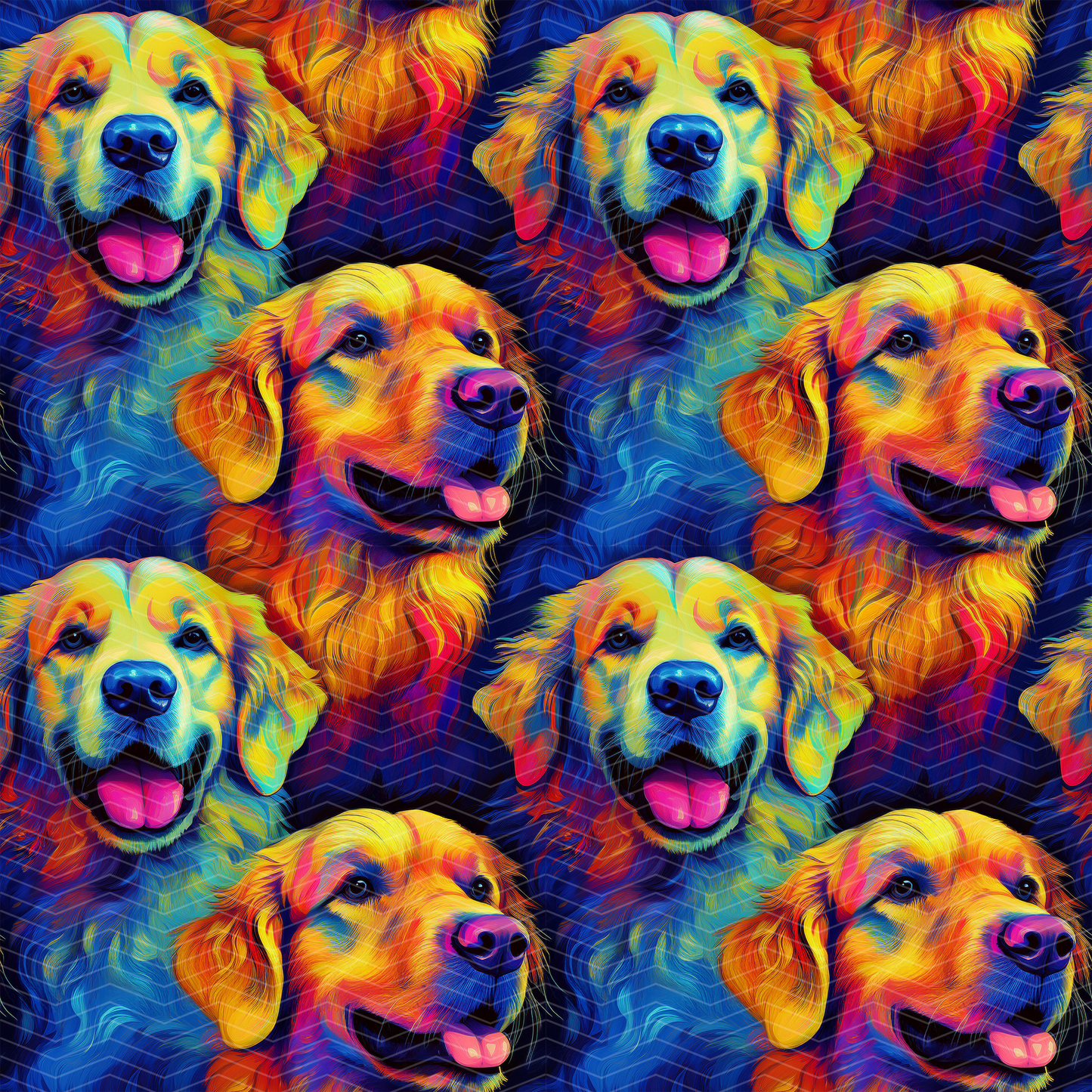 Colorful Golden Retriever Digital Seamless Pattern