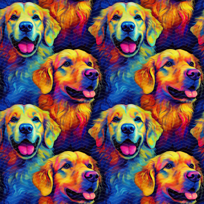 Colorful Golden Retriever Digital Seamless Pattern