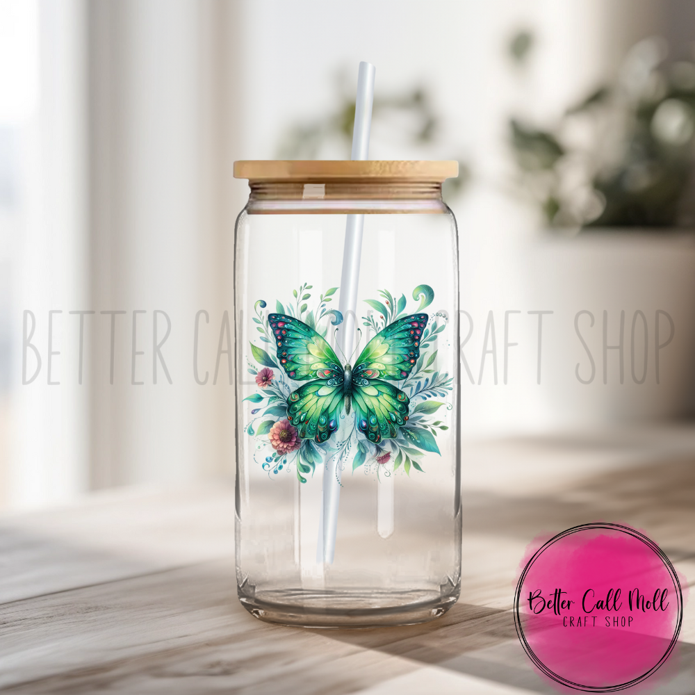 Green Butterfly UV DTF Decal