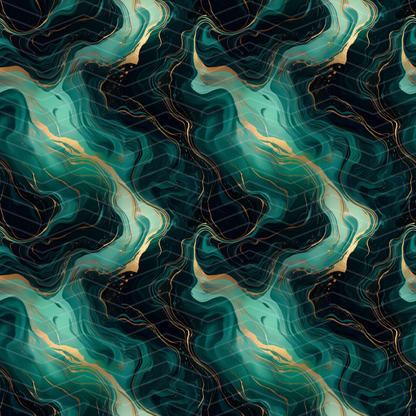 Green, Black and Gold Marble Digital Seamless Pattern