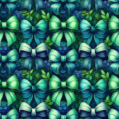 Green Bows 2 Digital Seamless Pattern