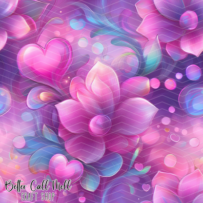 Hearts and Florals 2 Digital Seamless Pattern