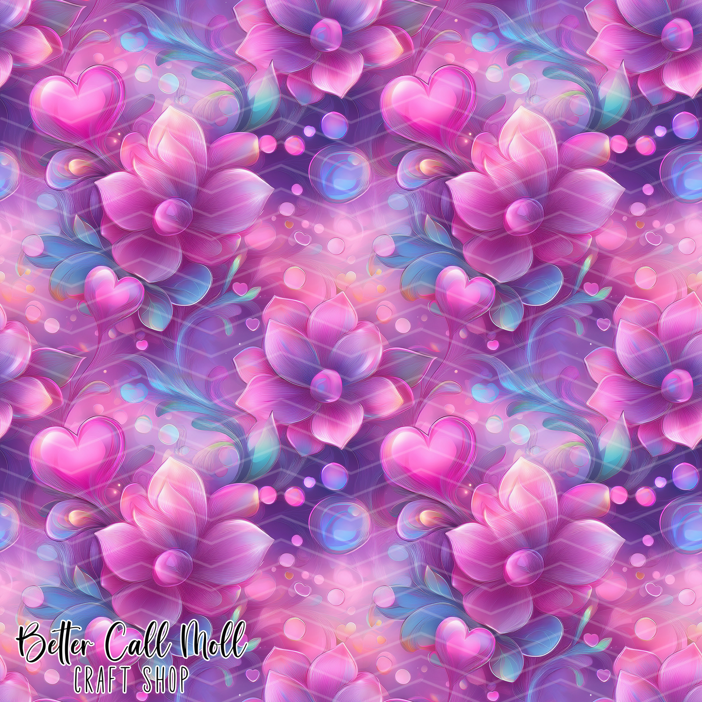 Hearts and Florals 2 Digital Seamless Pattern