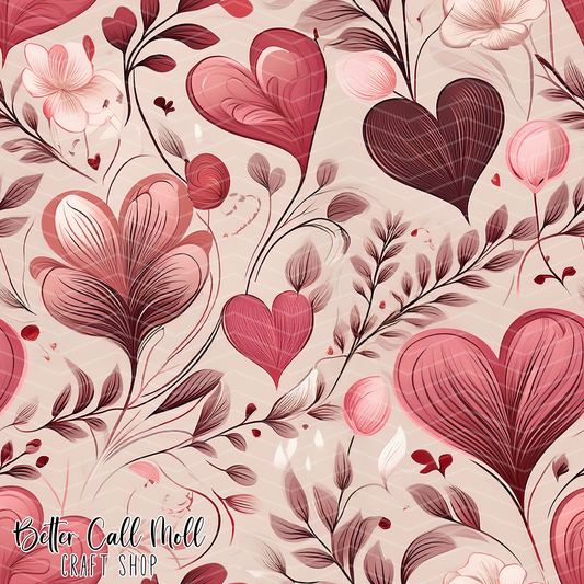 Hearts and Florals 4 Digital Seamless Pattern