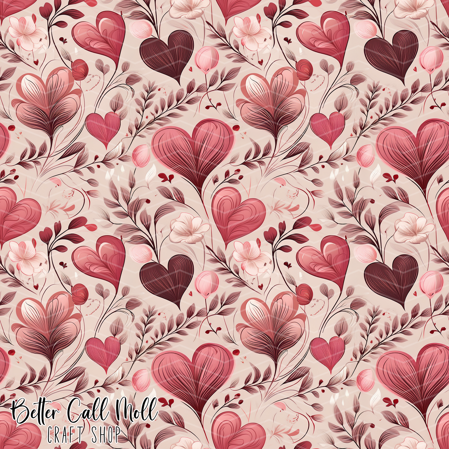 Hearts and Florals 4 Digital Seamless Pattern