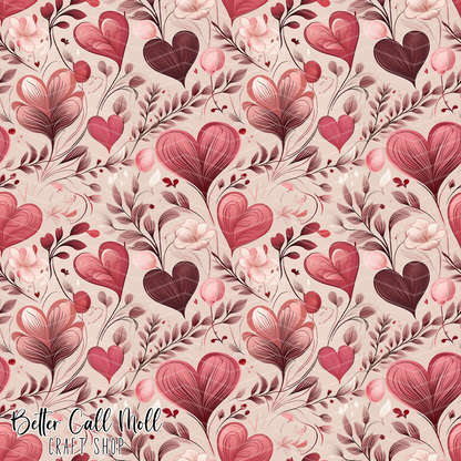 Hearts and Florals 4 Digital Seamless Pattern