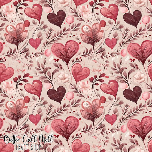 Hearts and Florals 4 Digital Seamless Pattern