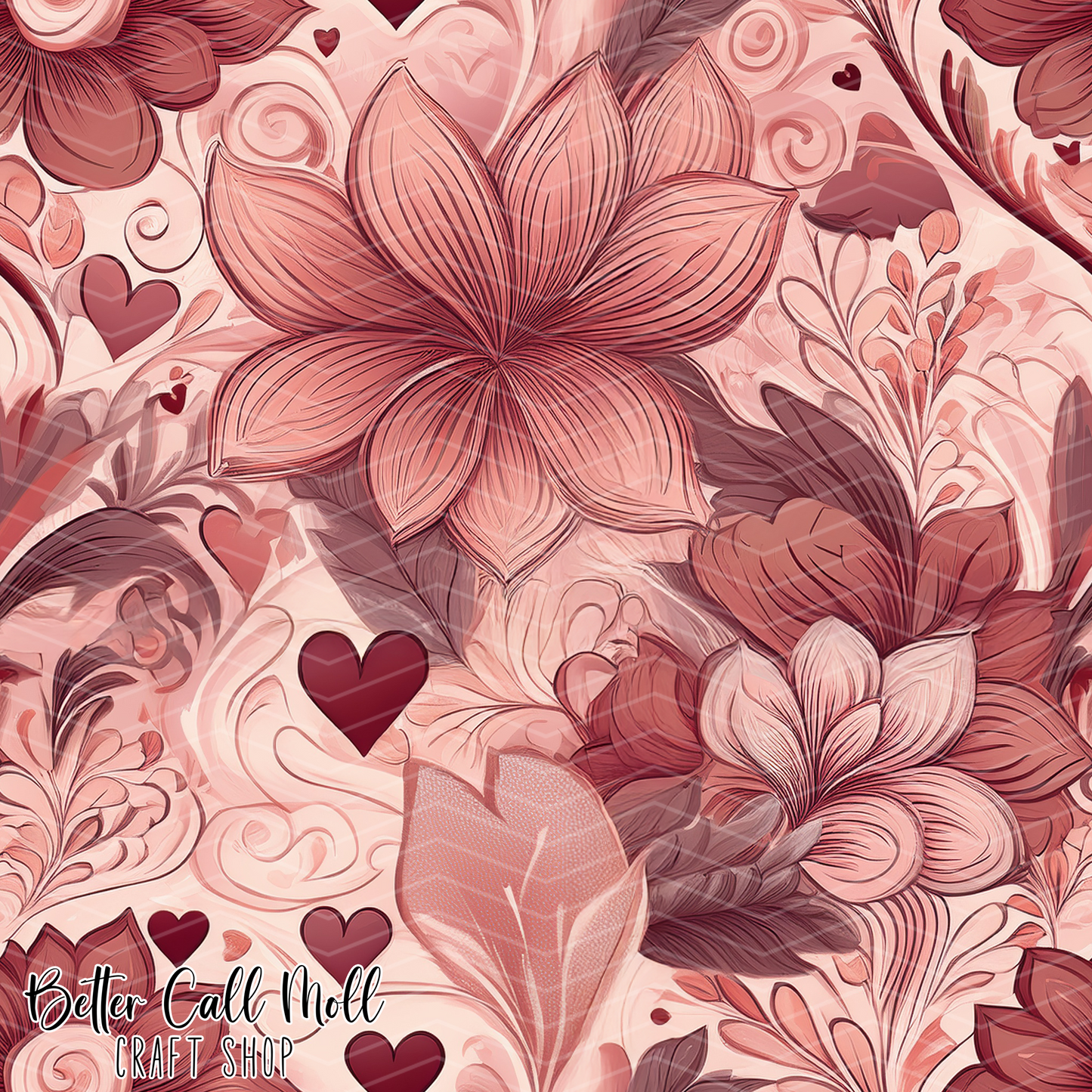 Hearts and Florals 5 Digital Seamless Pattern