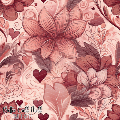 Hearts and Florals 5 Digital Seamless Pattern