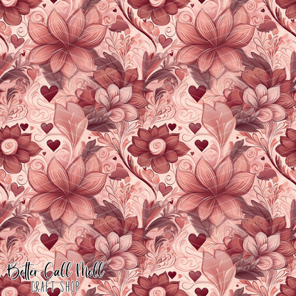 Hearts and Florals 5 Digital Seamless Pattern