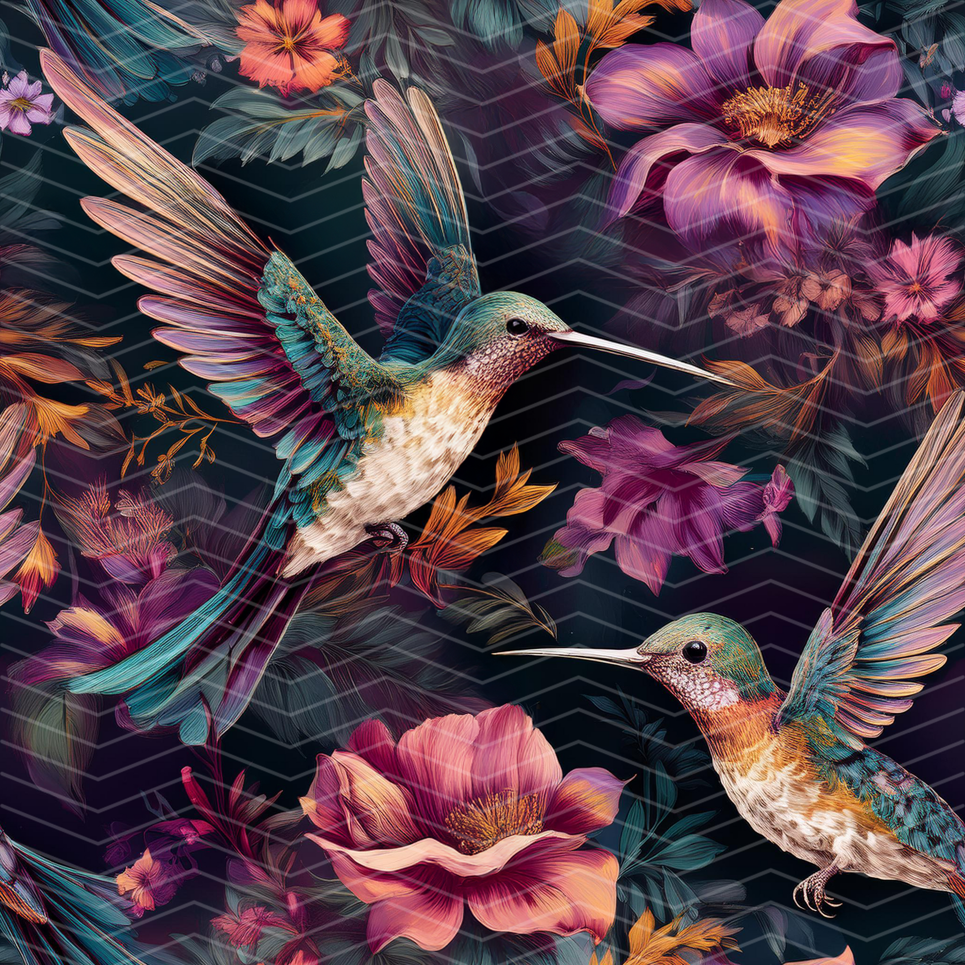 Hummingbird 1 Digital Seamless Pattern – Better Call Moll Craft Shop