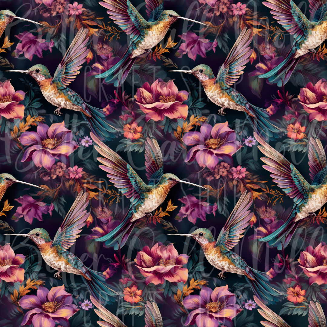 Hummingbird 1 Digital Seamless Pattern – Better Call Moll Craft Shop