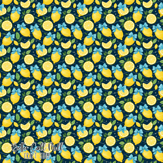 Lemons and Blue Bows 2 Printed Vinyl