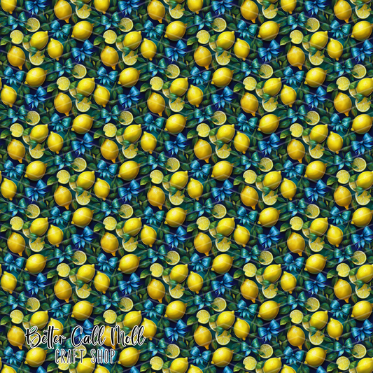 Lemons and Blue Bows Printed Vinyl