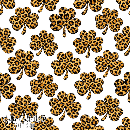 Leopard Print Shamrocks Digital Seamless Pattern
