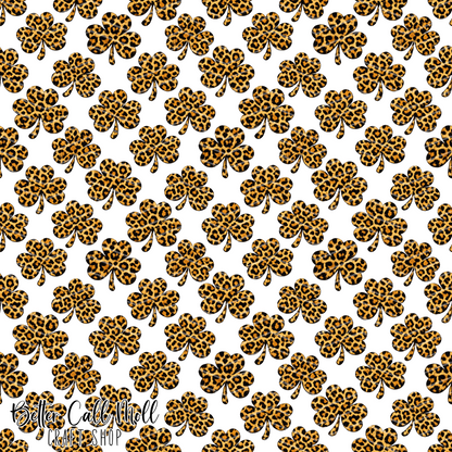 Leopard Print Shamrocks Digital Seamless Pattern