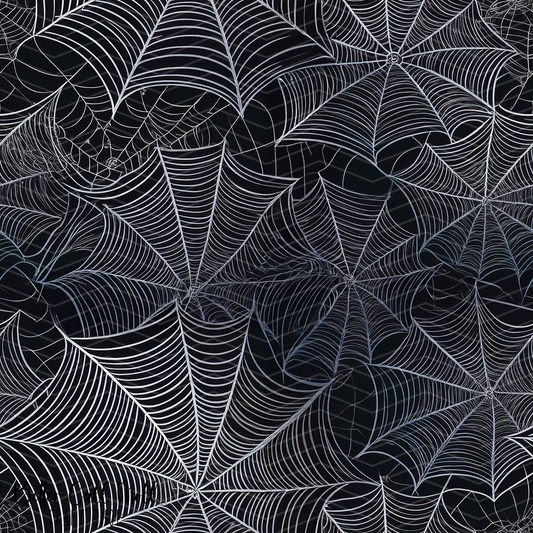 Monochrome Spiderwebs Digital Seamless Pattern