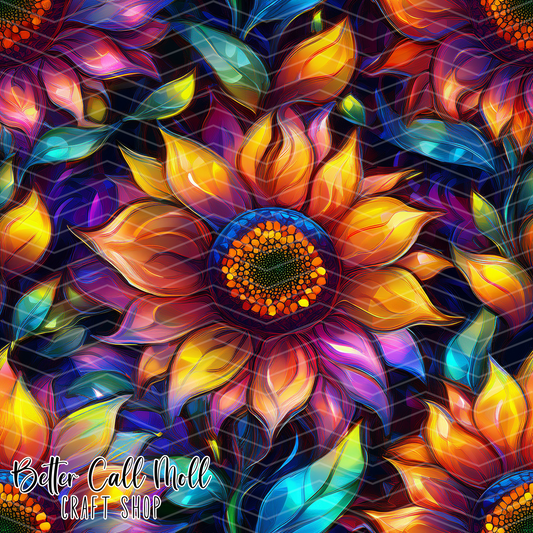 Neon Sunflower Dream Digital Seamless Pattern