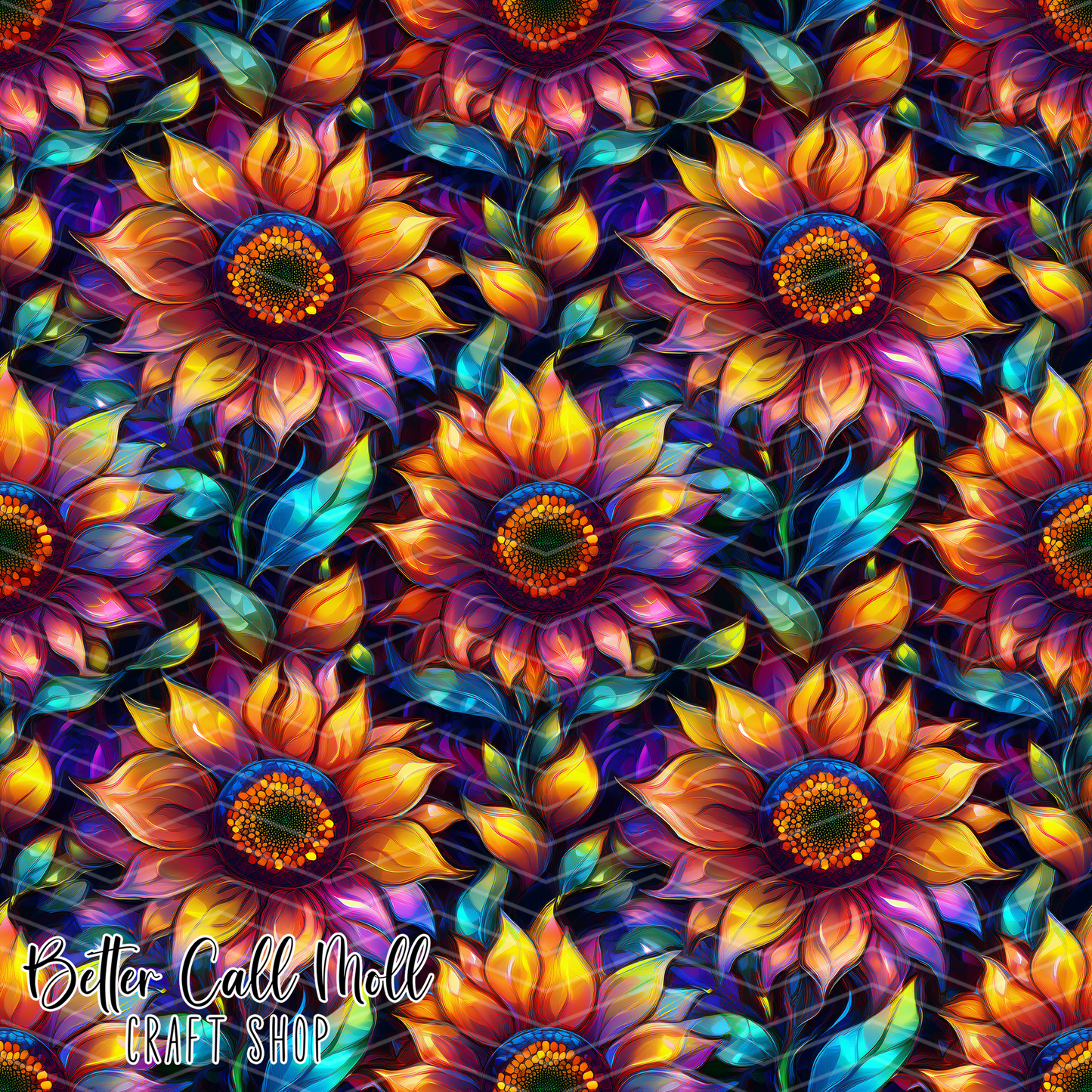 Neon Sunflower Dream Digital Seamless Pattern