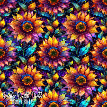 Neon Sunflower Dream Digital Seamless Pattern