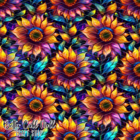 Neon Sunflower Dream Digital Seamless Pattern