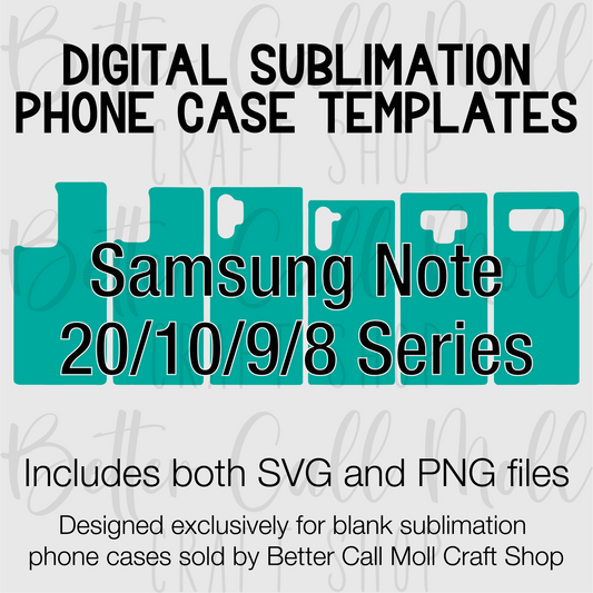 Templates For Sublimation Blank Samsung Note 20, 10, 9, 8 Series Cases | Digital Download