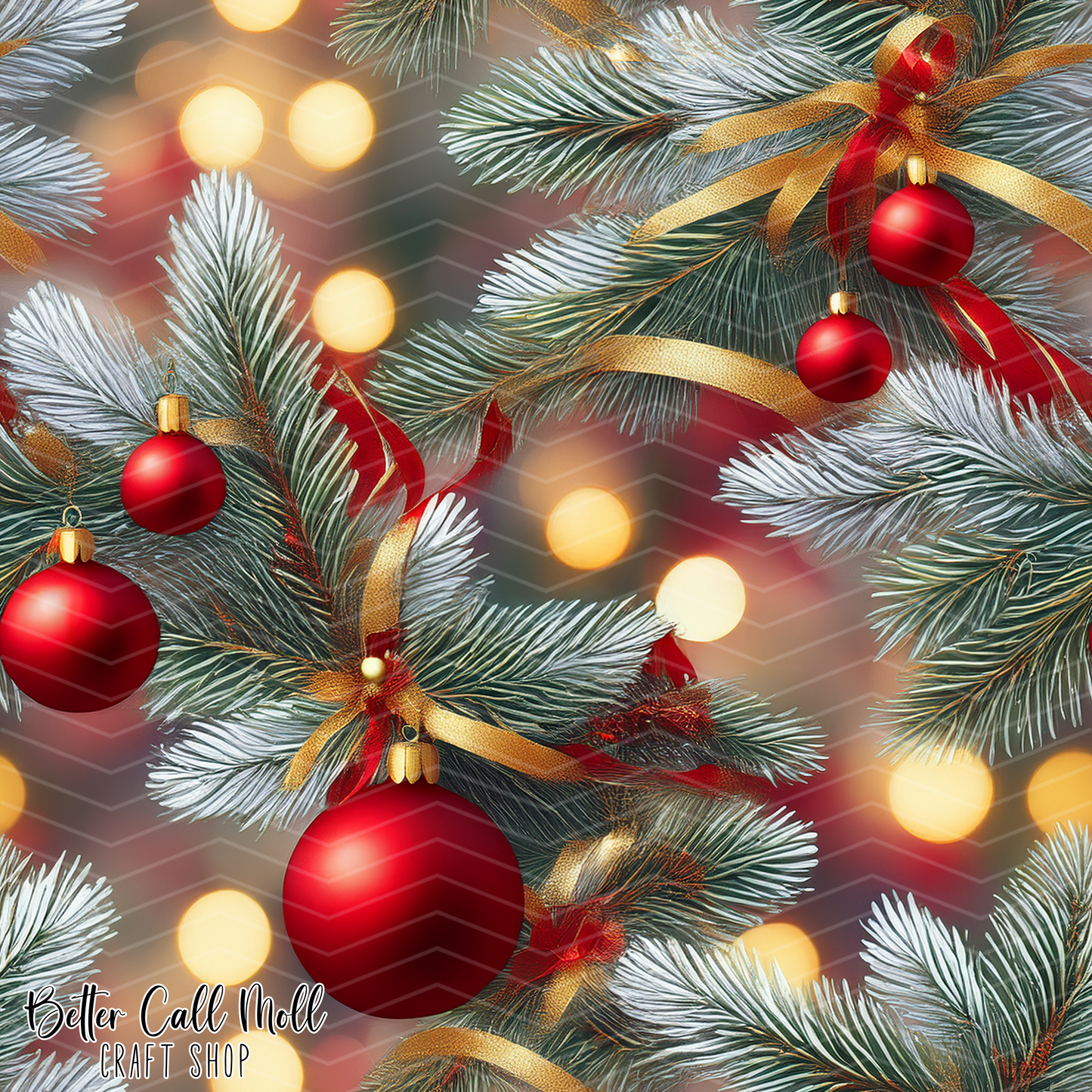 Ornaments and Branches 1 Digital Seamless Pattern
