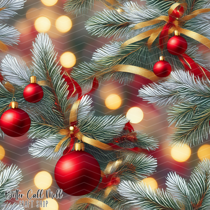 Ornaments and Branches 1 Digital Seamless Pattern